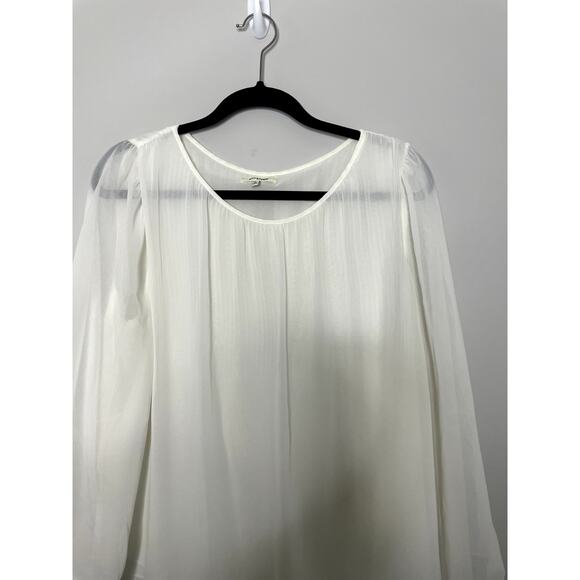 Max Studio Sheer Long Bell Sleeve Flowy Blouse Top White Women's Size Large - Picture 3 of 10